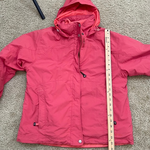 VTG LL Bean Womens Coral 2 jackets w/ Insulated Fleece Liner Jacket Hood Medium - Picture 4 of 13